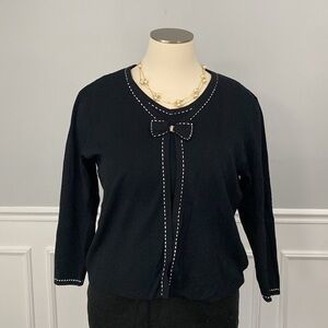 Elegant Black TWIN SET with Bow Detail